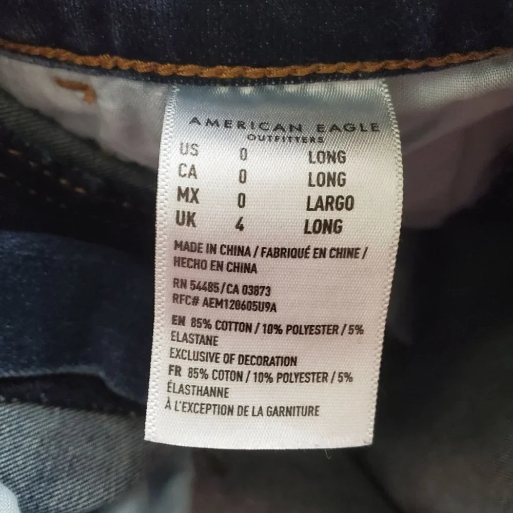 AMERICAN Eagle 0 Long Super Hi-Rise Jeggings skinny Jeans 360 Next Level Stretch